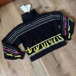 NWT Twinset kids Turtle Neck Black‎ Tassle Sweater